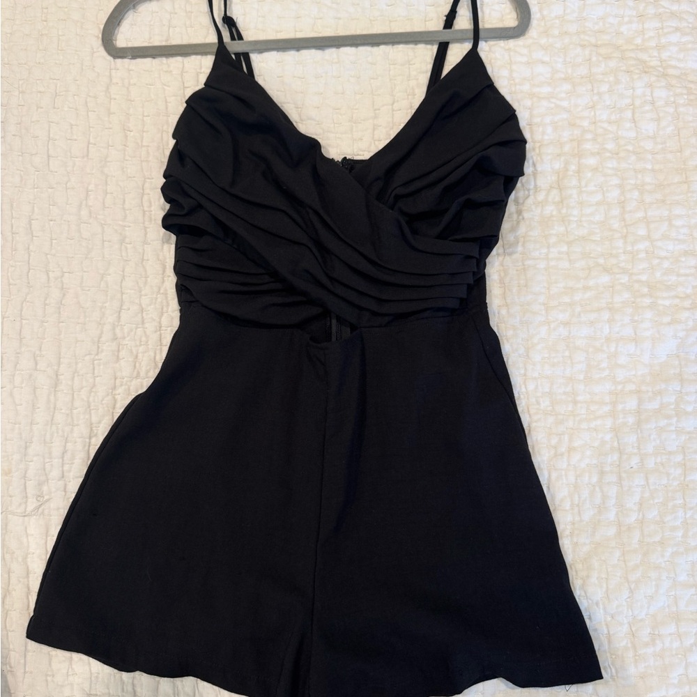 Lush Black Sleeveless Romper